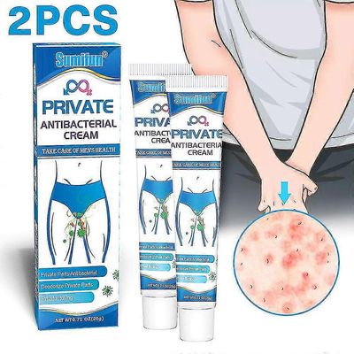 Menns Anti-kløe Cream, Private Care Cream, Anti-bakteriell, Anti-kløe og Deodorant 20g 2 stk.