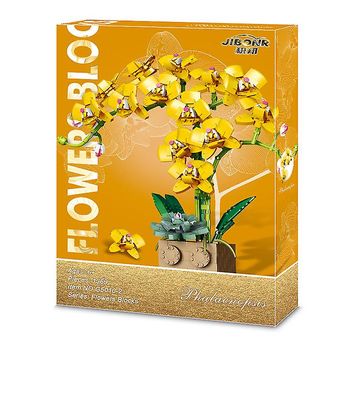 Dawnell Lego Bouquet Building Kit; Ainutlaatuinen aikuisten kukkakimppu ja luova projekti (keltainen orkidea)