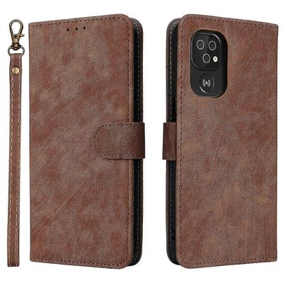 Doro 8100 / 8200 -kotelolle Lompakko Pu-nahkainen puhelimen kansiteline hihnalla Ruskea