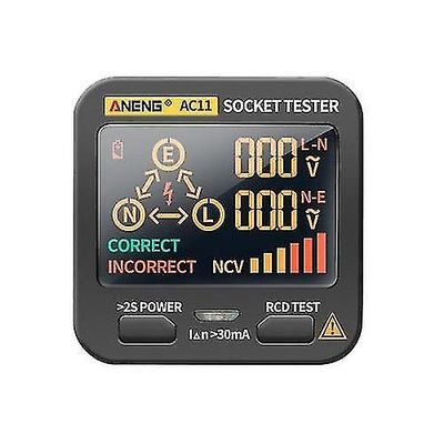 Aneng Ac11 Socket Tester Elektrisk lækage Detektor LCD-skærm