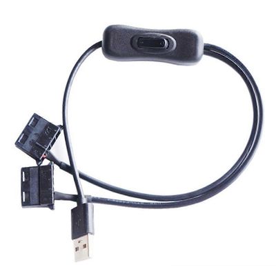 USB 5V - Dual 4PIN Molex -tuuletinsovitinkaapeli kytkimellä ja Y-jakajalla tietokoneen rungon pöytätietokoneen C-malliin