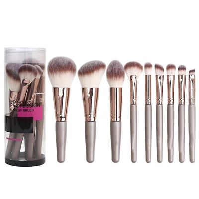 Mikasa 9pcs professionel makeup pensel sæt Brown