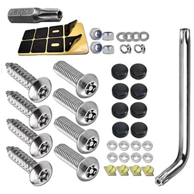 Ruostumattomasta teräksestä valmistetut rekisterikilven ruuvit Rekisterikilven kiinnikkeet universaalit Hopea ja musta