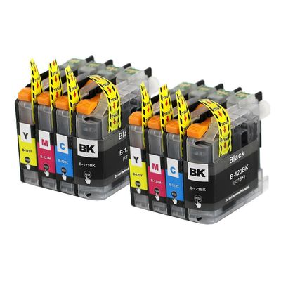 Go Inks 2 Go-mustetta, yhteensopivat Brother LC123 -mustekasetit, 16 ml/12 ml - 8 kpl Musta/Syaani/Magenta