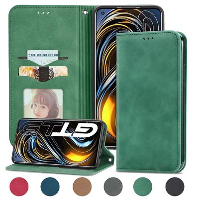 Gangxun Sag For Oppo Realme Gt 5g Magnetisk Lukning Læder Tegnebog Cover Housse Etui Shockproof - Grøn
