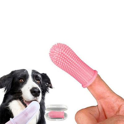 Blød silikone Pet tandbørste Finger tandbørste Dårlig ånde Care Pet Hund Cat Rengøring Hund Supplies Pink