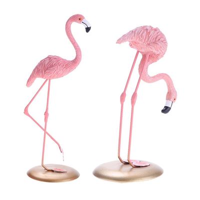 2x Pink Flamingo Artisinat Fugle Stil Ins Figurer til