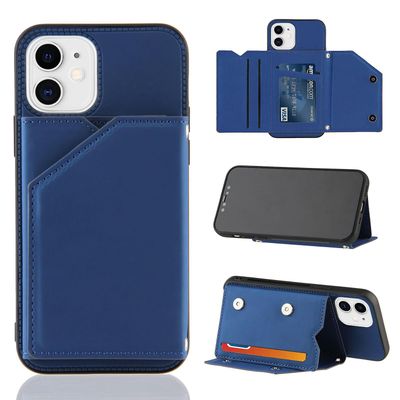 Gangxun Sag Til Iphone 12 Mini Vintage Cuir Cover Læderetui Kofanger - Bleu