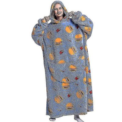 Tegneserie Super Long Hooded Blanket Luksus Vinter Overdimensjonerte hettegensere Genser Flanell Giant Lazy TV Blanket Pyjamas Varm badekåpe W Hamb...