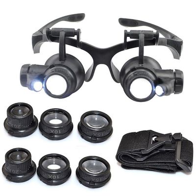 10X 15X 20X 25X LED Double Eye Jeweler korjauskello suurennuslasi luuppi lasit linssi