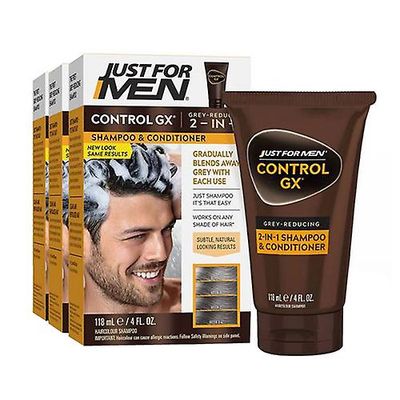 Just For Men Vain miehille VAIN MIEHILLE ControlGX Harmaa pelkistävä 2 in 1 shampoo ja hoitoaine, 4 Oz (pakkaus 1)