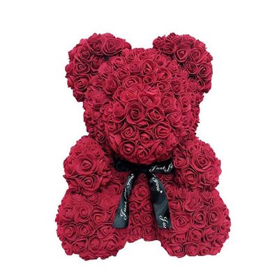 Rose Bear Rose Flower Teddy Bear vuosipäivän syntymäpäiville Morsiusjuhlat Tyttöystävä Vaimo Äidit Viininpunainen