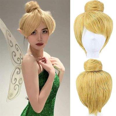 Eocici Tinker Bell Parykker Kvinner Kort Straight Cosplay Party Parykk Halloween Party Props Parykker Gaver