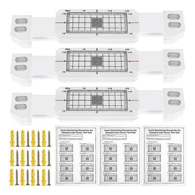 3 kpl halkeamien valvontarekisteri, akryylinen kulmamerkkivalo, halkeamien valvontalaite, M kuten kuvassa näkyy