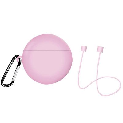 Hörlursfodral Bluetooth-kompatibla öronproppar Stötsäkert mjukt silikonskydd med anti-förlorad rem för Huawei Freebuds 3 Jikaix Rosa