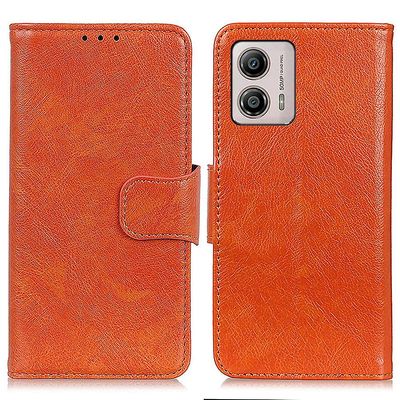 For Motorola Moto G53 5g / G13 4g / G23 4g Nappa Texture Phone Wallet Case Split Leather Anti-drop Stand Telefondeksel Oransje