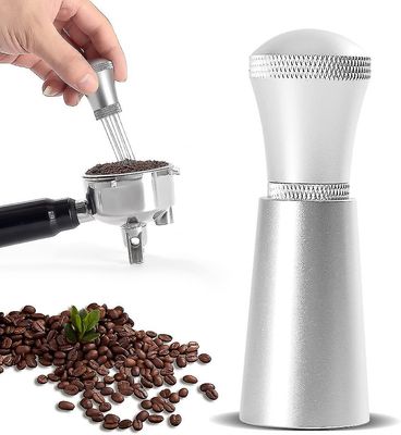 Tianzun Espresso Coffee Stirrer Tamper Needle, 7 Needles 0.3mm Espresso Distribusjonsverktøy med stativ, Kaffe Distributør Sølv