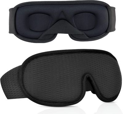 Linkrunning Natmaske Søvnmaske Bind for øjnene Night Cahce Øjne til at sove Memory Foam 3D kontureret pasform til mænd Kvinder, sort Som vist As shown