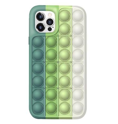 Coosilo Regnbuefarve silikone æbleskal, med klem legetøj til Iphone 12/12 Pro grøn hvid