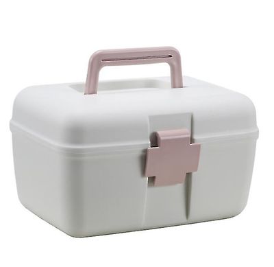 Coosilo Multifunktionel medicin kabinet Husstand Bærbar Bærbar Medicin Dobbelt-lags Opbevaring Box Pink 24.5x18.5x14.5cm