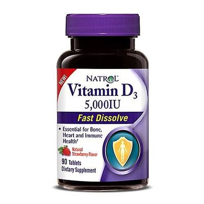 Natrol Vitamin D3, 5000 IE, Jordbær 90 Faner (Pakke med 1)