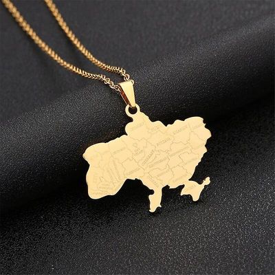 Ny Ukraine Kort Vedhæng Halskæde til Mænd & Kvinder Titanium Stål Guld Sølv Farve Choker Ukraine Outline Heart Flag smykker Gave F1