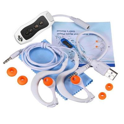IPX8 vattentät undervattensmusik sport mp3-spelare för simning med headset Vit