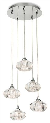Firstlight Lighting Lissabon 5 Light Cluster Vedhæng Krom, Klart dekorativt glas, G9