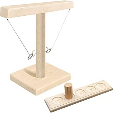 AIR Dobbelt side hoved krog og ring 7-spil med shot stigen bundle håndlavet træ tempofyldt (Brun)