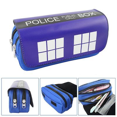 Sztxj Doctor Who doble barnas blyantveske Stor kapasitet lilla
