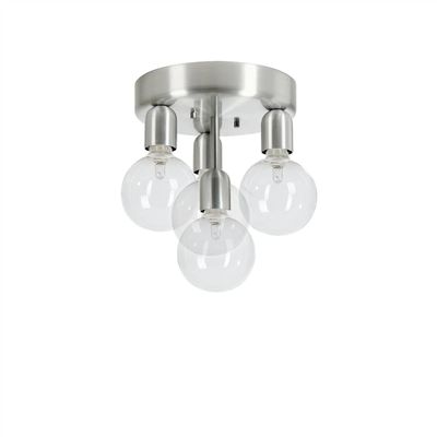Belid Lighting Regal 4 Light Flush Globe Loftslampe Børstet Aluminium, Slet, E27
