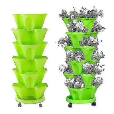 Mansikka pystysuora istutustorni puutarha 6 porrastettu pinottava yrttiistutuskone VIHREÄ 1 Tier 1 tray