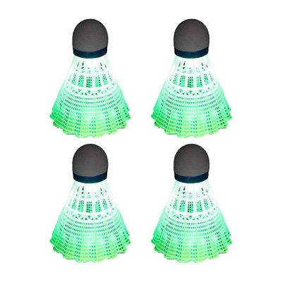 4kpl valaisevia sulkapallopalloja LED-vaahtomuovista urheilusulkapalloa valaisevat sulkapallot sulkapallosarja Vihreä