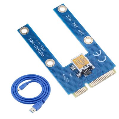 Mini PCIE Converter Adapter Pci express 1X - 16X Riser Card USB 3.0 -jatkokaapeli BTC Bitcoin Mining Single Card plus wir Yksi kortti plus wir