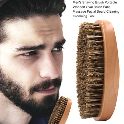 Varychmoo Naturlig rund træ vildsvin børste skæg hår børste overskæg Kam Mænd