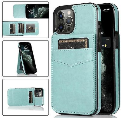 Veske til iPhone 14 ekte foliolommeveske i skinn Beskyttende flip-telefondeksel kompatibelt med iPhone 14 Pro Mintgrønn iPhone14 Pro max