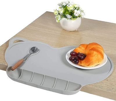 Lasten istumamatto silikoni vedenpitävä kannettava, luistamaton, helppo puhdistaa ja uudelleenkäytettävä (harmaa)-dwdz