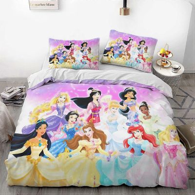 Vuodevaatteet XU490 Cartoon Princess -sarjan pussilakana 3-osainen sänkysetti, huoneen persoonallisuus Vuodevaatteiden sisustus teini-ikäisille lap...