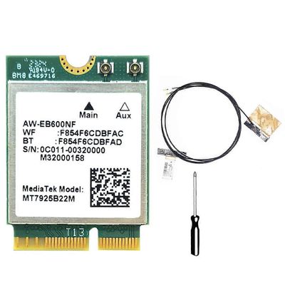 MT7925 WIFI 7 -kortti + sisäiset antennit 5400Mbps M.2 kolmikaistainen 2.4G/5G/6G BT5.3 WiFi-korttisovitin Win10/Win11 Linuxille Vihreä