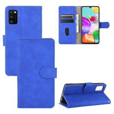 Etui til Samsung Galaxy A41 Cover Premium læder med kortholder Flip Folio magnetisk etui etui - sort Blå
