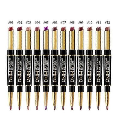 2 In 1 Mate Lipstick Lip Liner Double Head Waterproof Lasting Make-up Lip Pencil 3kpl väri09