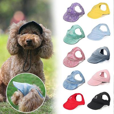 Koiran lippalakki, lemmikkien aurinkohattu, aurinkohattu, ulkolippis, koiran urheiluhattu, hengittävä kesäinen matkahattu korvarei'illä Keltainen XL