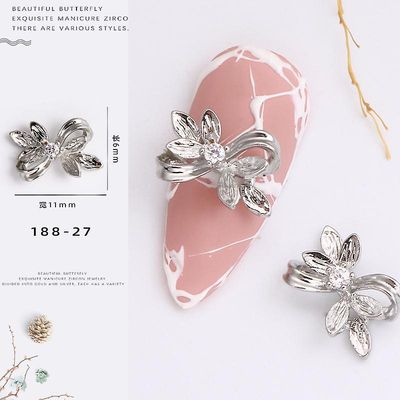 Manicure Zircon Pearl Shell Bow Star-moon Ultra Flash Light Luksus Nail Diamond Patch Sølvfarvet sølv 18827