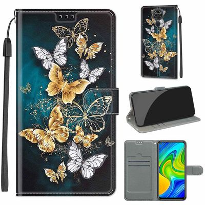 Foxdock Kompatibel med Xiaomi Redmi Note 9 Gold og Silver Butterfly Mobile Case