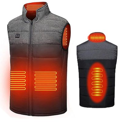 Lauwodun Intelligent varme vest Mænd og kvinder Universal USB Elvarme Varm bomuld tøj sort 3XL