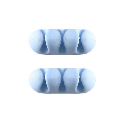 4pcs Desktop Cable Manager Selvklæbende Wire Fixing Data Line Blå