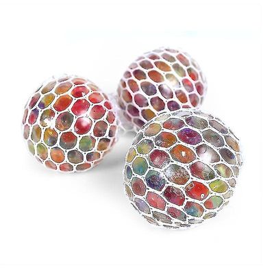 3 stk Anti Stress Balls, Squeeze Ball, Rainbow elting Ball, Stress Balls In Net kompatible barn og voksne, kontor eller barnebursdagsfest
