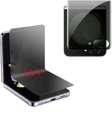 Yksityisyys näytönsuoja Samsung Galaxy Z Flip 5:lle, vakoilunesto, 2kpl ulko- ja sisäpuolella pehmeä näyttökalvo, täysin peitetty naarmuuntumaton G...