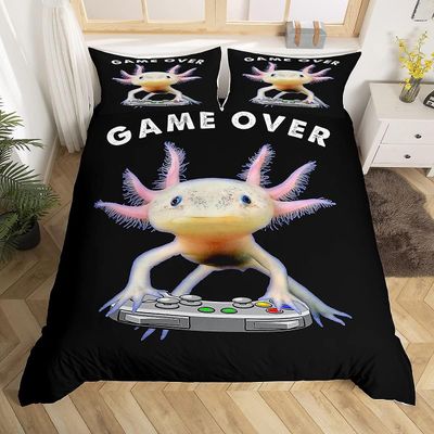 Honestar Comforter Cover Söpö Axolotl Play Gamer vuodevaatteet setti lapsille Teinit Pojat Pelit Huoneen sisustus pussilakana Peitto Peitto 135x200cm