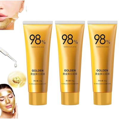 Frusde Golden Peel Off Mask, 98.4% Gold Foil Peel-Off Mask, Gold Foil Peel Off Mask, 24K Gold Face Mask, Anti Ageing Rynke Lifting Mask 3stk